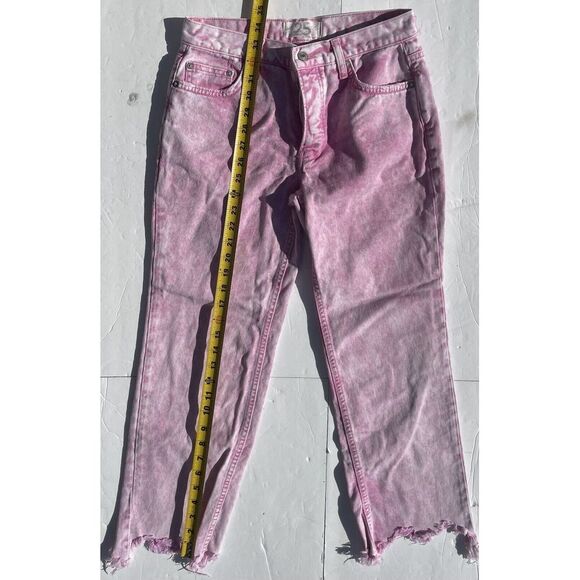 We The Free Womens Cropped Raw Hem Distressed Jeans Pink Size 25 - Picture 3 of 5